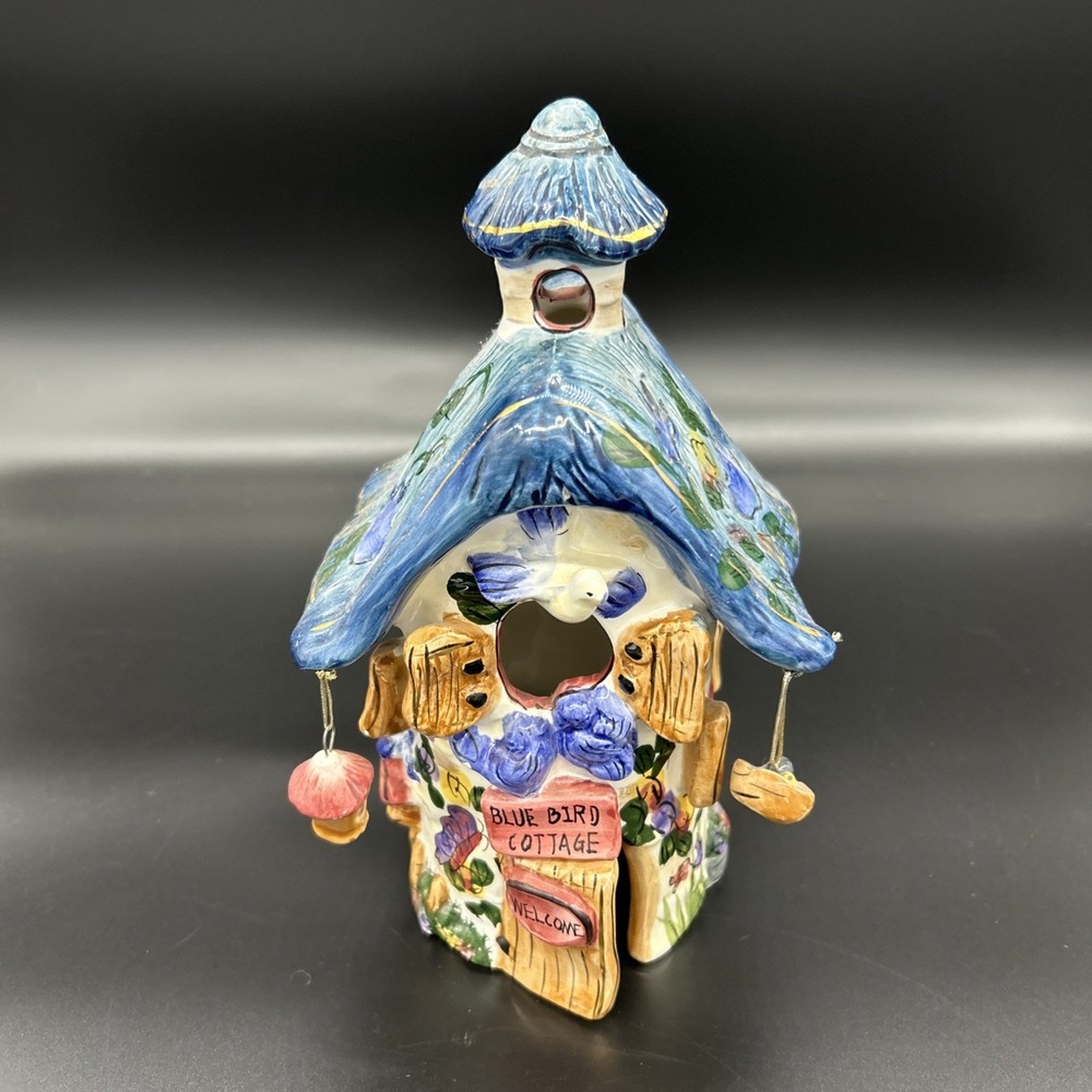Blue Bird Cottage Tea Light Cover NO BASE The Lights Of Cobblestone Village